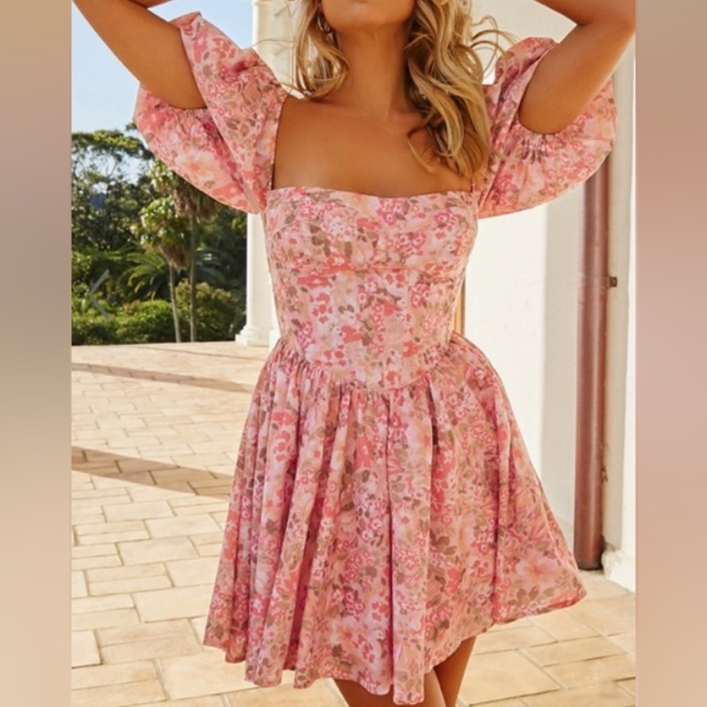 Showpo Phorchia Fit and Flare Puff Sleeve Mini Dress